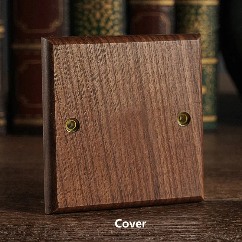 Solid Walnut & Knurled Brass Toggle Wall Switch (Optional USB)