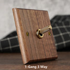 Solid Walnut & Knurled Brass Toggle Wall Switch (Optional USB)