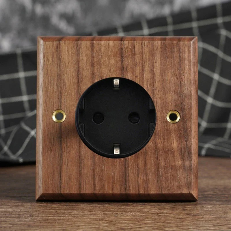 Solid Walnut & Knurled Brass Toggle Wall Switch (Optional USB)