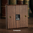 Solid Walnut & Knurled Brass Toggle Wall Switch (Optional USB)