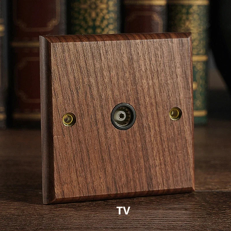 Solid Walnut & Knurled Brass Toggle Wall Switch (Optional USB)