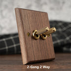 Solid Walnut & Knurled Brass Toggle Wall Switch (Optional USB)