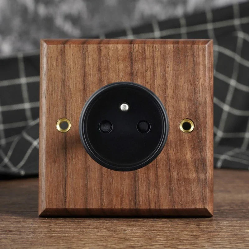 Solid Walnut & Knurled Brass Toggle Wall Switch (Optional USB)