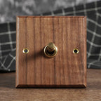 Solid Walnut & Knurled Brass Toggle Wall Switch (Optional USB)