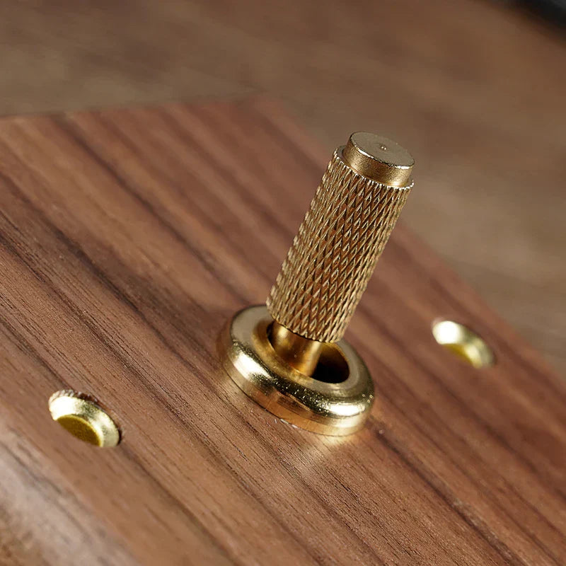 Solid Walnut & Knurled Brass Toggle Wall Switch (Optional USB)