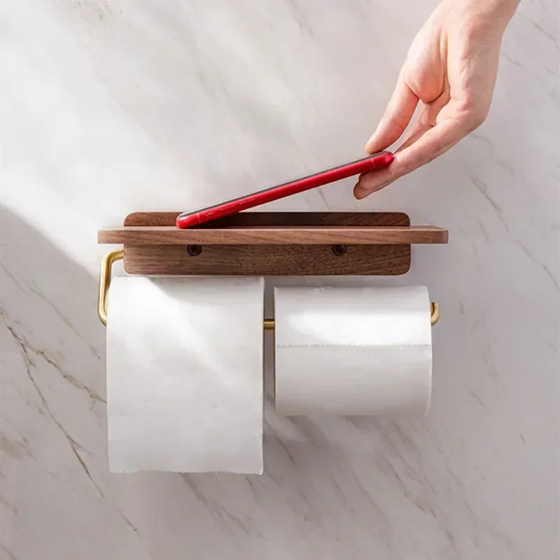 Solid Wood & Stainless Steel Paper Towel Holder