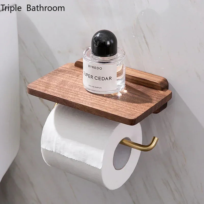 Solid Wood & Stainless Steel Paper Towel Holder