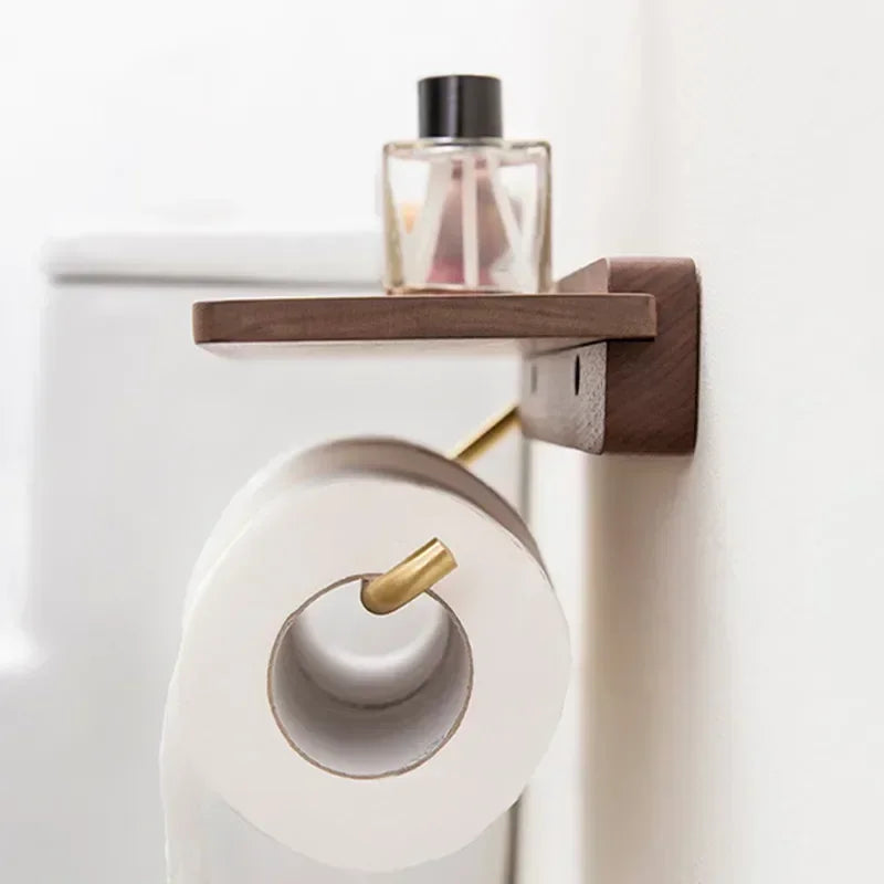 Solid Wood & Stainless Steel Paper Towel Holder
