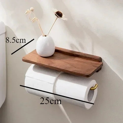 Solid Wood & Stainless Steel Paper Towel Holder