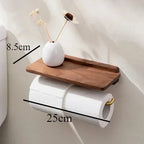 Solid Wood & Stainless Steel Paper Towel Holder