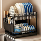 Space-Saving 2-Tier Auto-Drain Dish Rack
