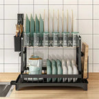 Space-Saving 2-Tier Auto-Drain Dish Rack