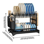 Space-Saving 2-Tier Auto-Drain Dish Rack