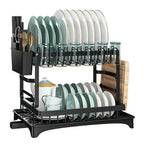 Space-Saving 2-Tier Auto-Drain Dish Rack