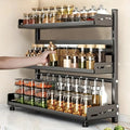 Space-Saving 3-Tier Black Stainless Steel Spice Rack