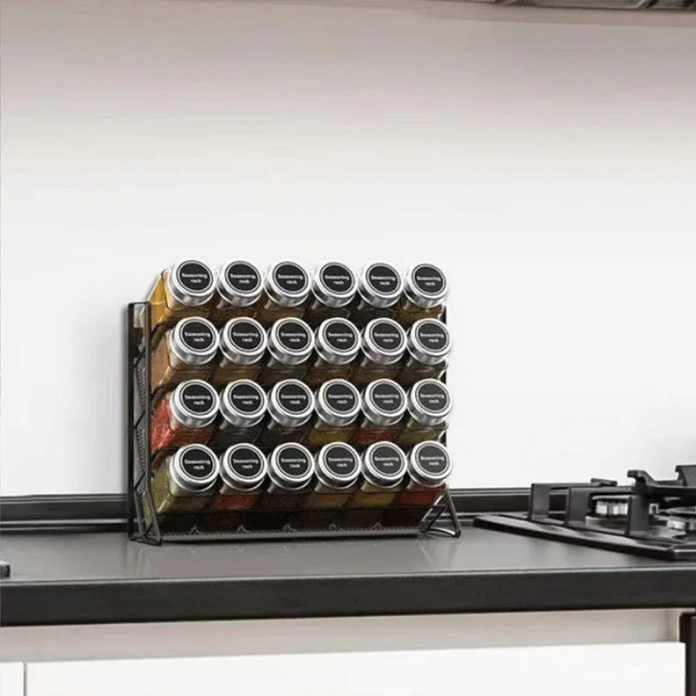 Space-Saving 4-Tier Wall-Mounted Carbon Steel Spice Rack