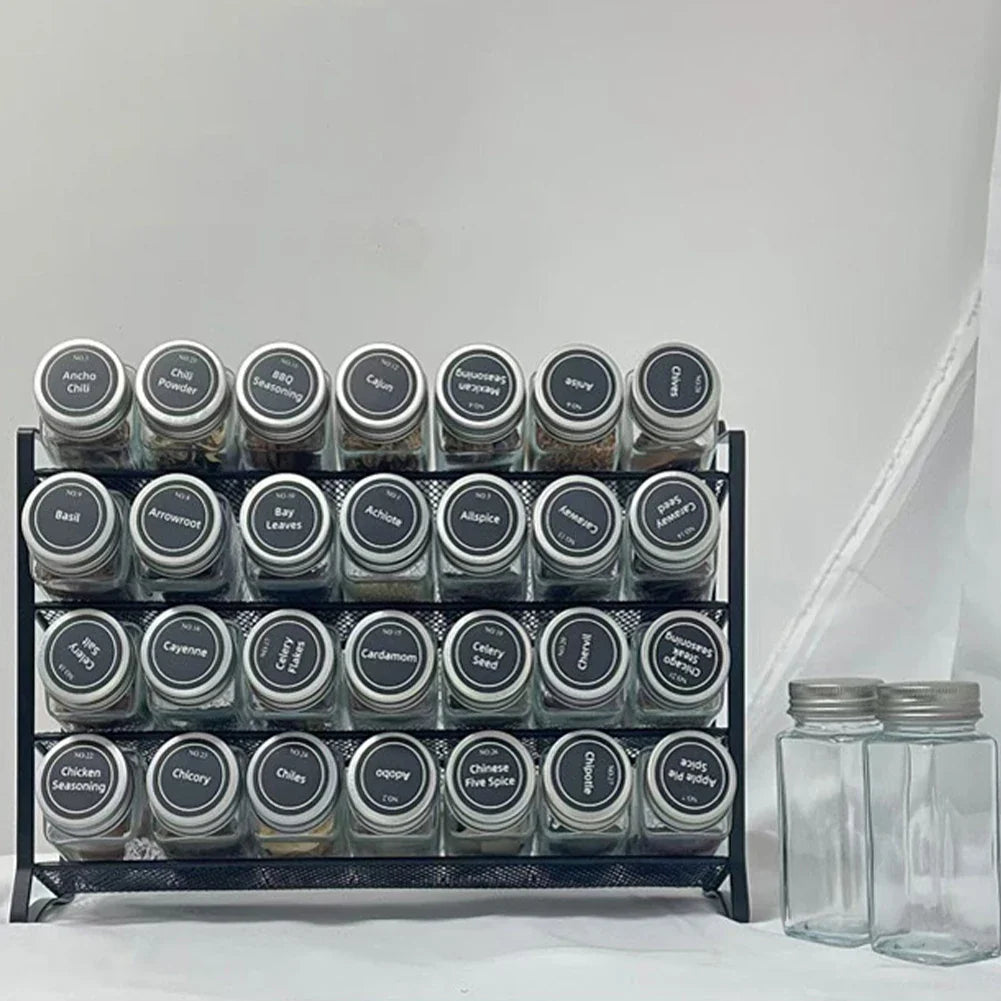 Space-Saving 4-Tier Wall-Mounted Carbon Steel Spice Rack