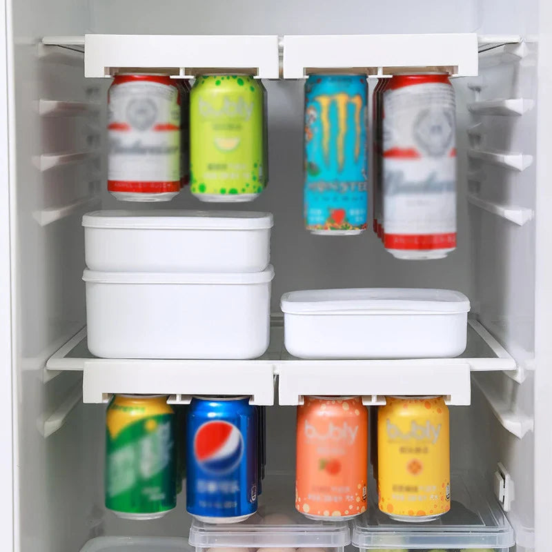 Space-Saving Adjustable Sliding Fridge Can Rack