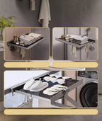 Space-Saving Anodized Aluminum Folding Wall Coat & Towel Rack