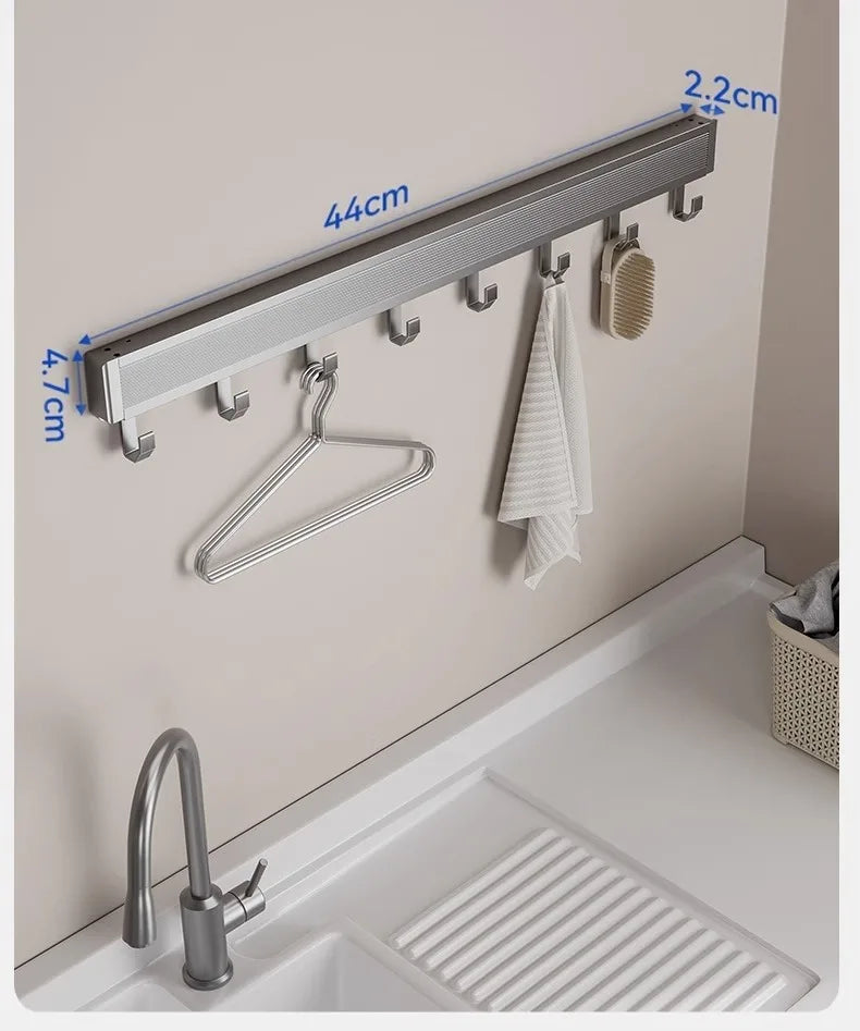 Space-Saving Anodized Aluminum Folding Wall Coat & Towel Rack