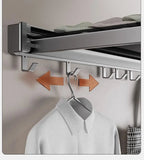 Space-Saving Anodized Aluminum Folding Wall Coat & Towel Rack