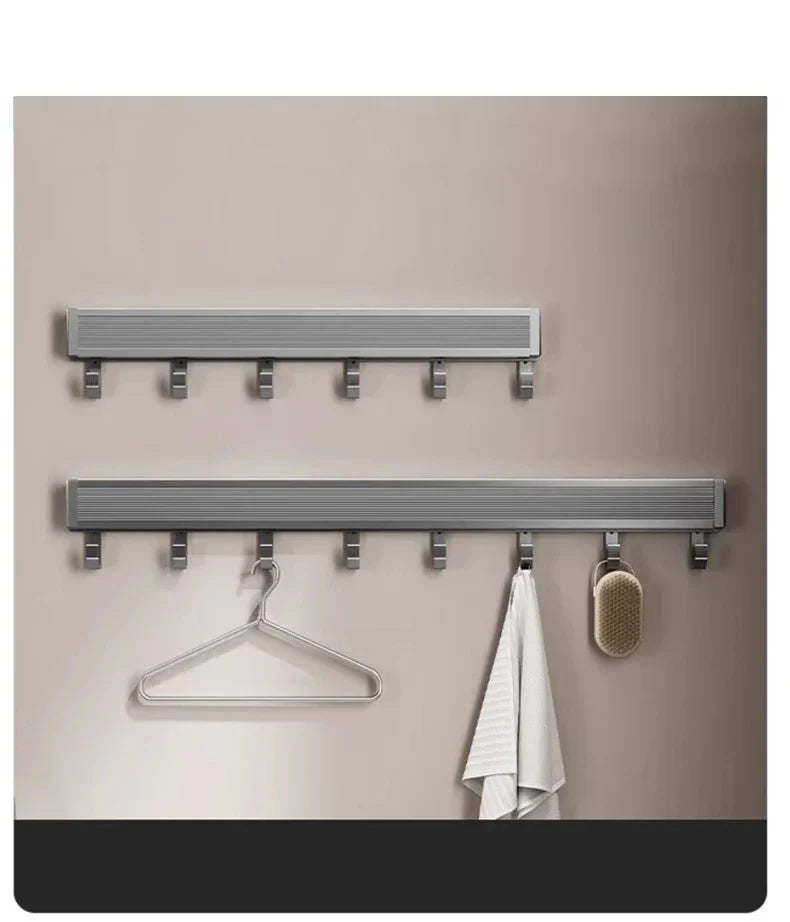 Space-Saving Anodized Aluminum Folding Wall Coat & Towel Rack