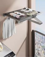 Space-Saving Anodized Aluminum Folding Wall Coat & Towel Rack