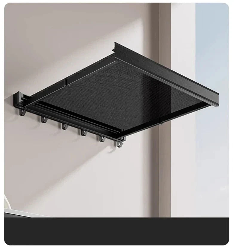 Space-Saving Anodized Aluminum Folding Wall Coat & Towel Rack