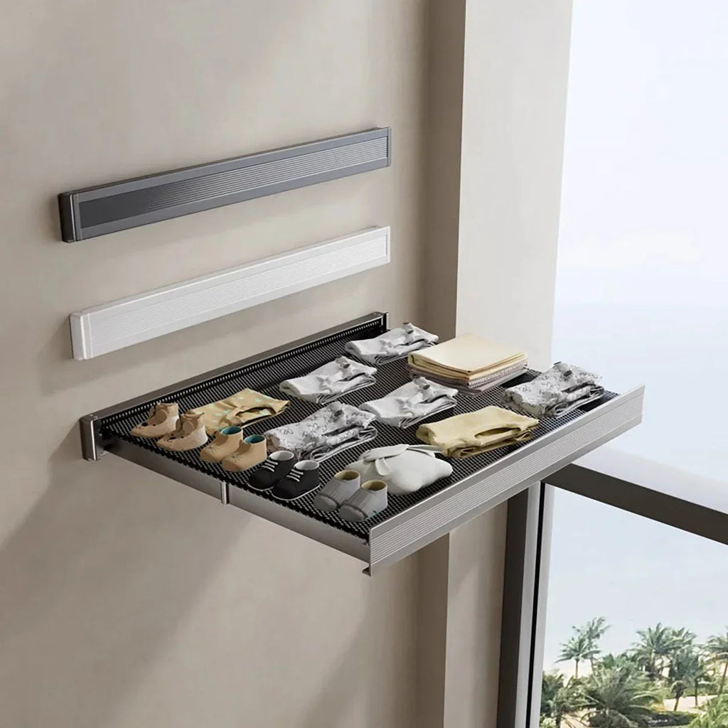 Space-Saving Anodized Aluminum Folding Wall Coat & Towel Rack
