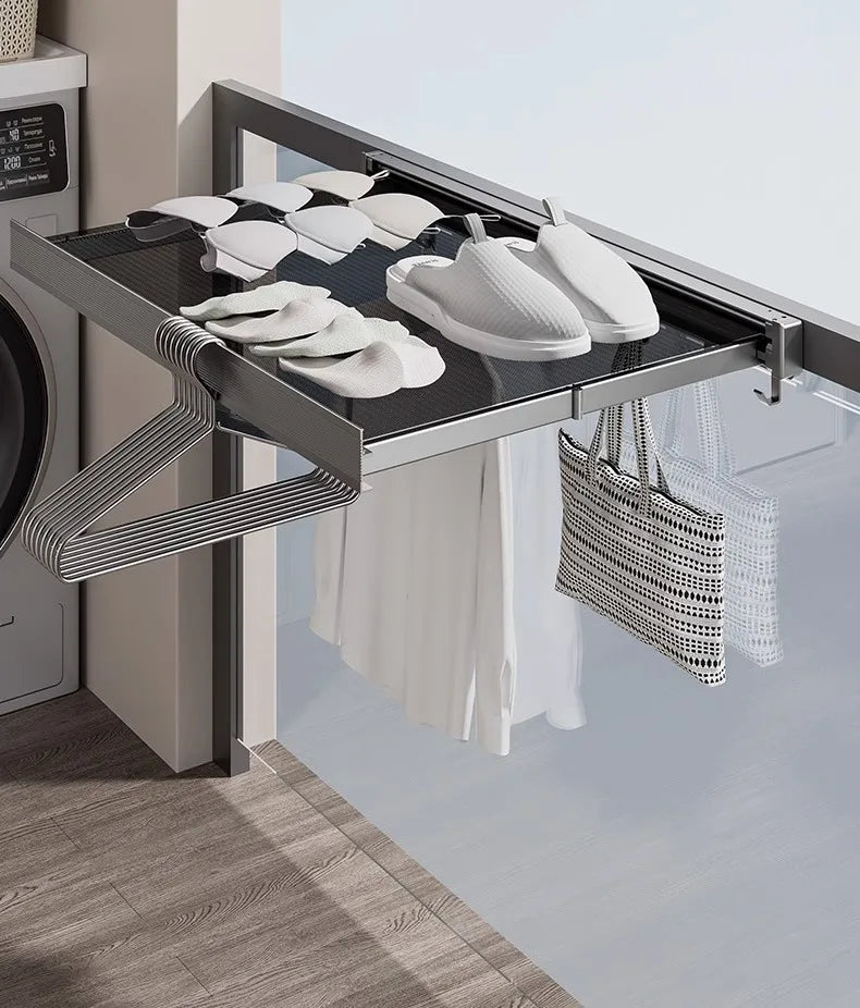 Space-Saving Anodized Aluminum Folding Wall Coat & Towel Rack