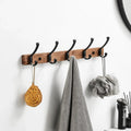 Space-Saving Black Wood 5-Hook Wall Rack (Nail Mount)
