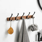 Space-Saving Black Wood 5-Hook Wall Rack (Nail Mount)