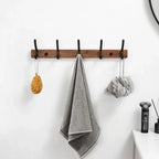 Space-Saving Black Wood 5-Hook Wall Rack (Nail Mount)