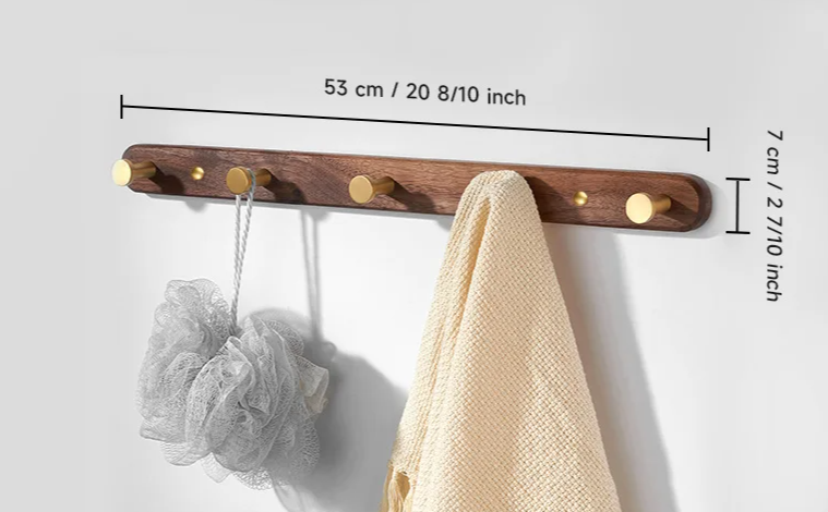 Space-Saving Black Wood 5-Hook Wall Rack (Nail Mount)