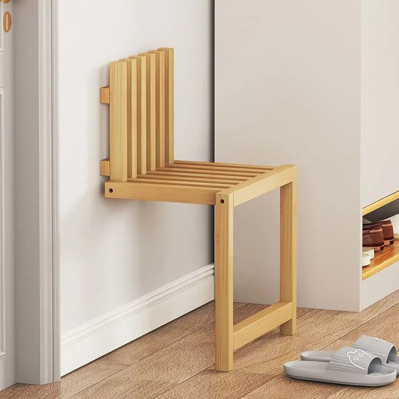 Space-Saving & Drill-Free Solid Bamboo Folding Wall Bench