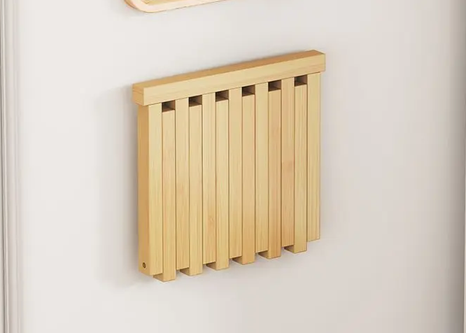 Space-Saving & Drill-Free Solid Bamboo Folding Wall Bench