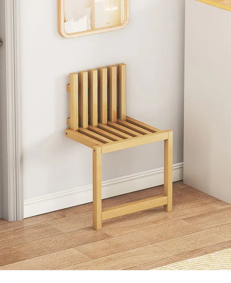 Space-Saving & Drill-Free Solid Bamboo Folding Wall Bench