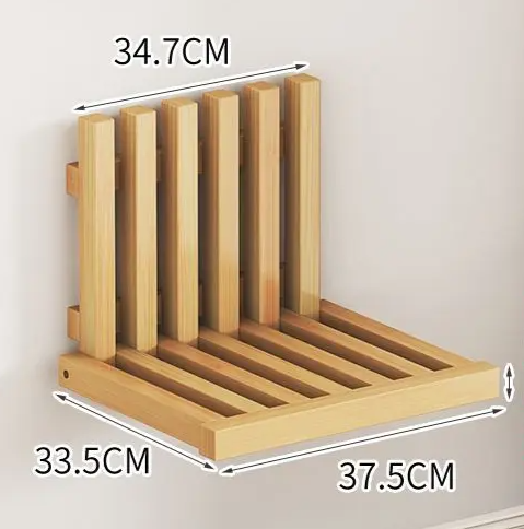 Space-Saving & Drill-Free Solid Bamboo Folding Wall Bench