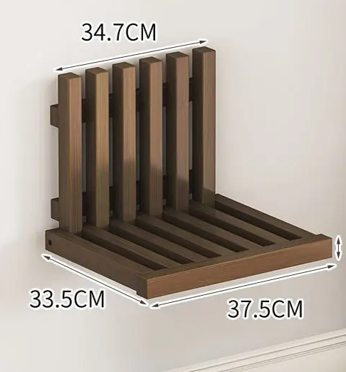 Space-Saving & Drill-Free Solid Bamboo Folding Wall Bench