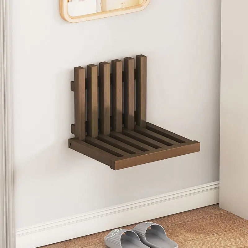 Space-Saving & Drill-Free Solid Bamboo Folding Wall Bench