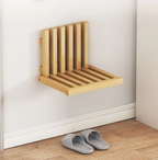 Space-Saving & Drill-Free Solid Bamboo Folding Wall Bench