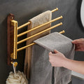 Space-Saving Foldable Brushed Gold Wood Towel Holder (Wall-Mounted)