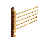 Space-Saving Foldable Brushed Gold Wood Towel Holder (Wall-Mounted)