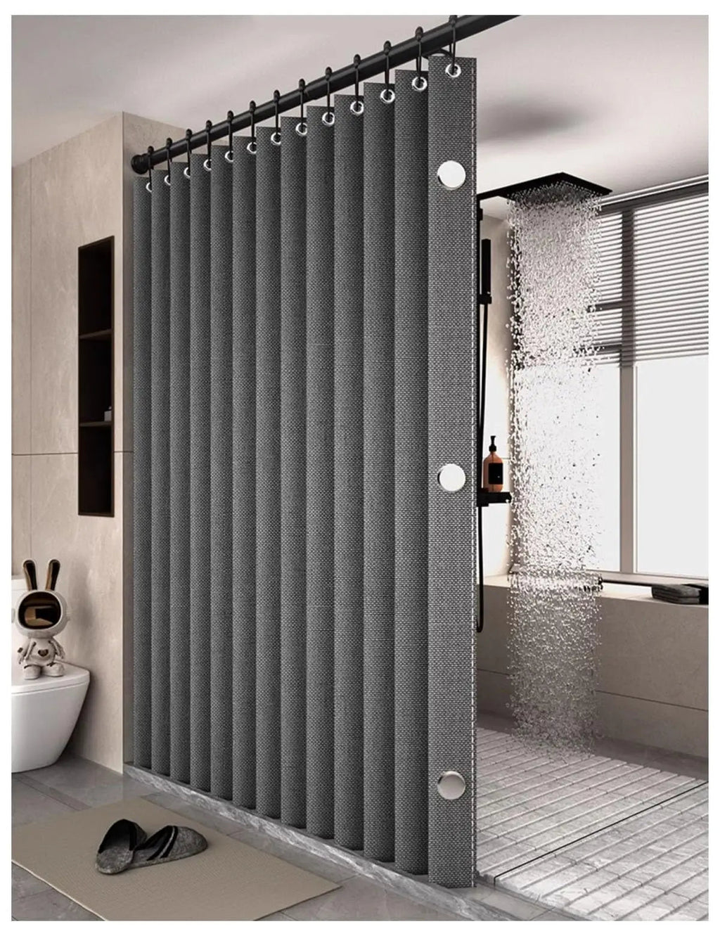 Space-Saving Foldable Magnetic Shower Curtain
