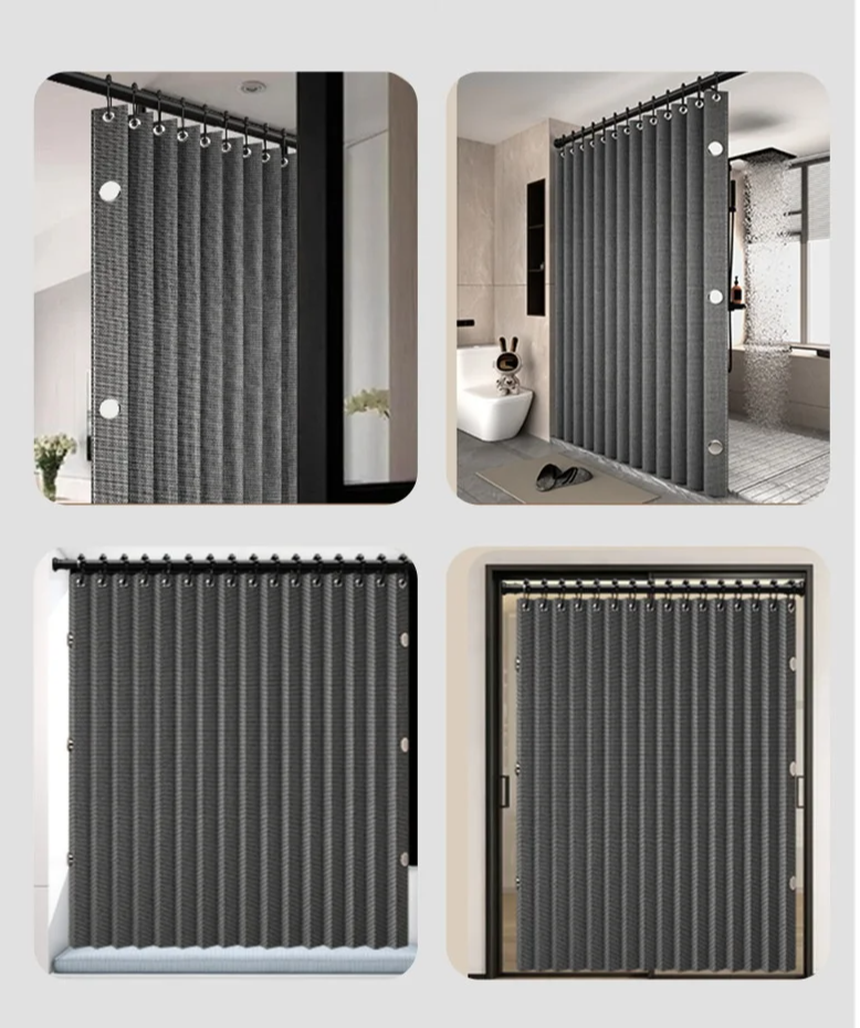 Space-Saving Foldable Magnetic Shower Curtain