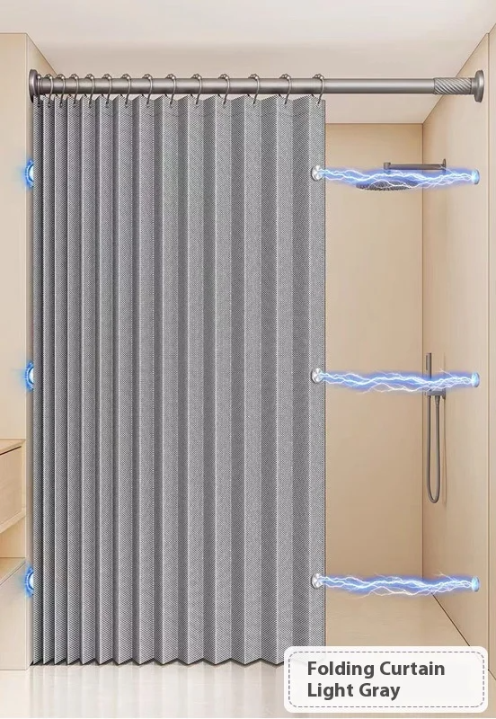 Space-Saving Foldable Magnetic Shower Curtain