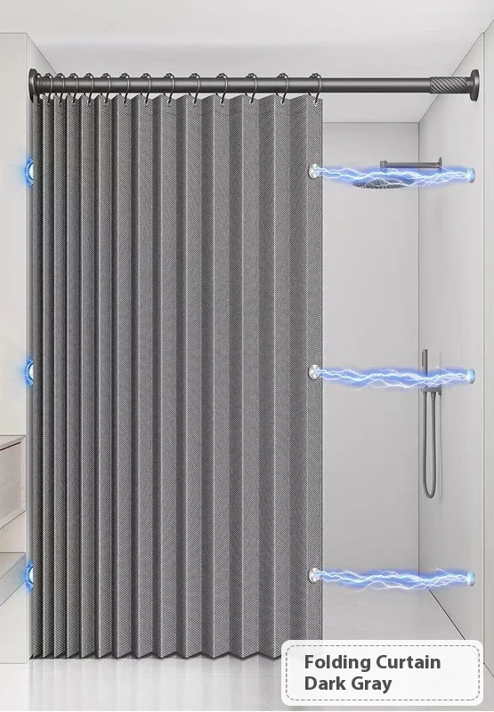 Space-Saving Foldable Magnetic Shower Curtain