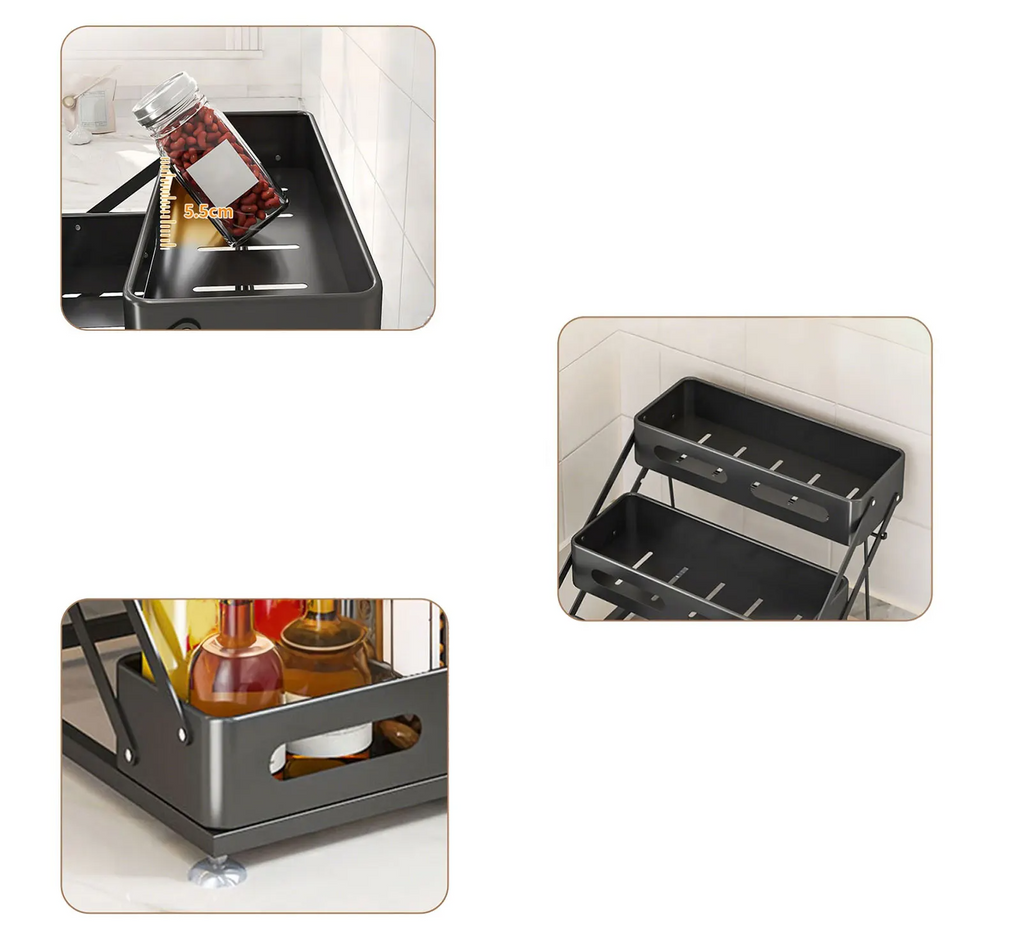 Space-Saving Foldable Powder-Coated Spice Rack (3-Tier)