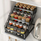 Space-Saving Foldable Powder-Coated Spice Rack (3-Tier)