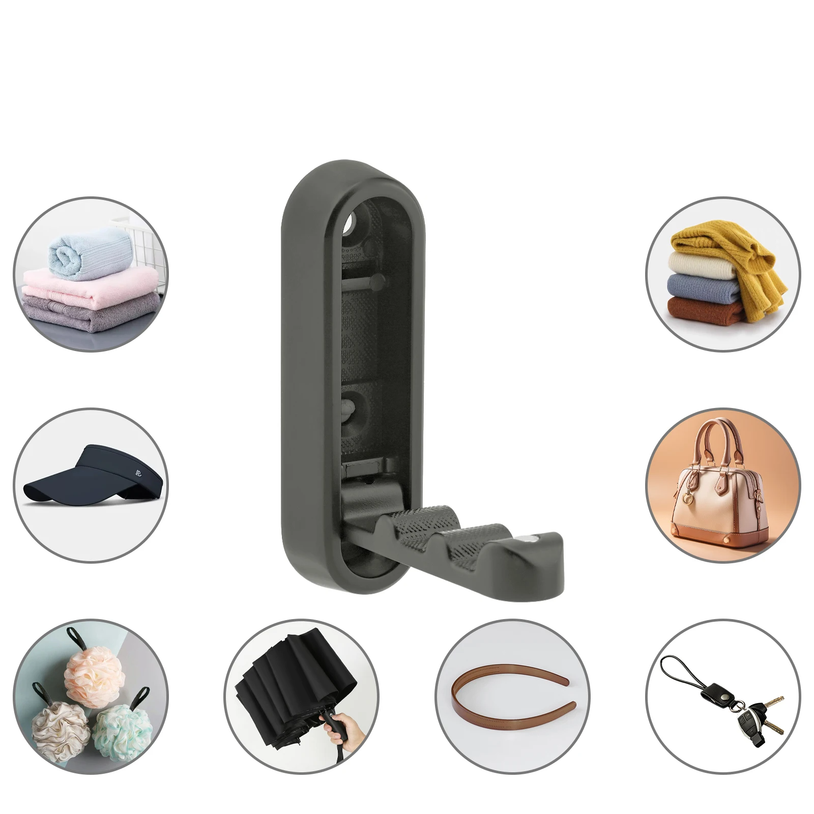 Space-Saving Foldable Zinc Alloy Wall Hooks